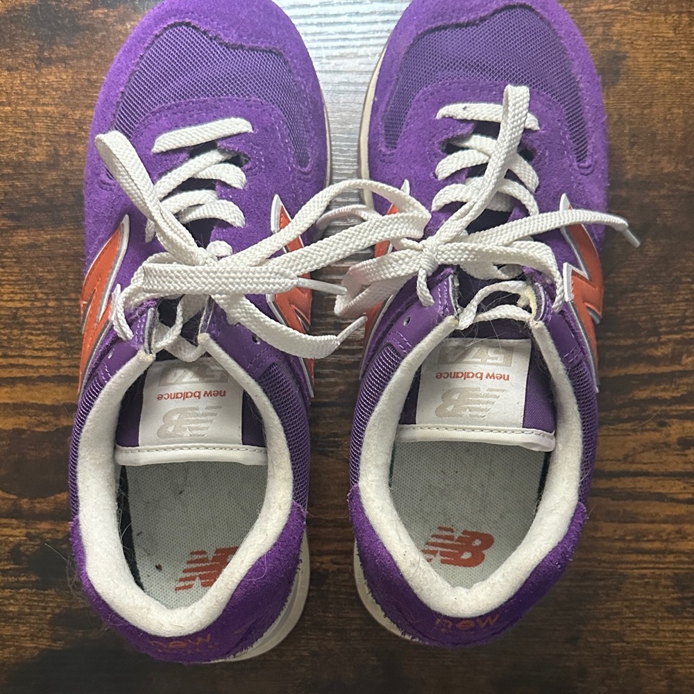 New Balance Women’s 574 Sneakers in Purple and Orange - Picture 2 of 4